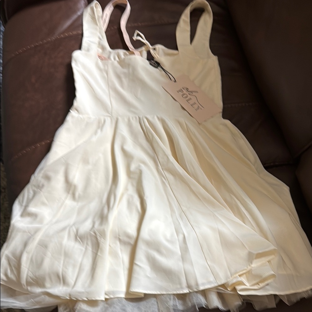 Princess Polly Cream Mini Dress - Picture 1 of 12